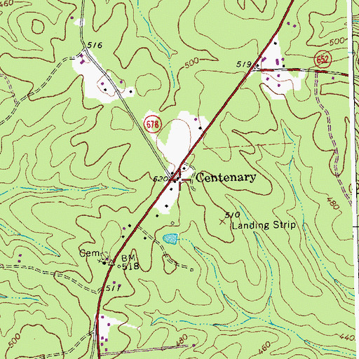 Topographic Map of Centenary, VA