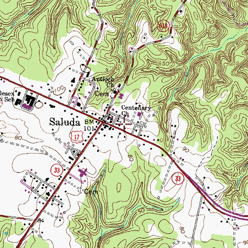 Topographic Map of Centenary Cemetery, VA