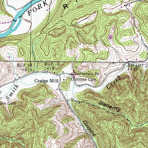 Topographic Map of Centenary Church, VA