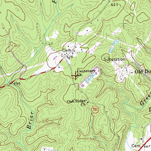 Topographic Map of Centenary Church, VA