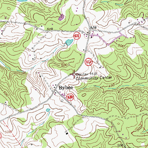 Topographic Map of Center Hill Community Center, VA