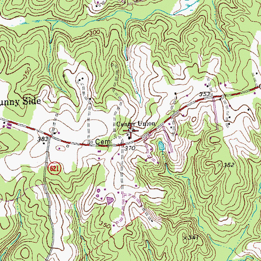 Topographic Map of Center Union Church, VA
