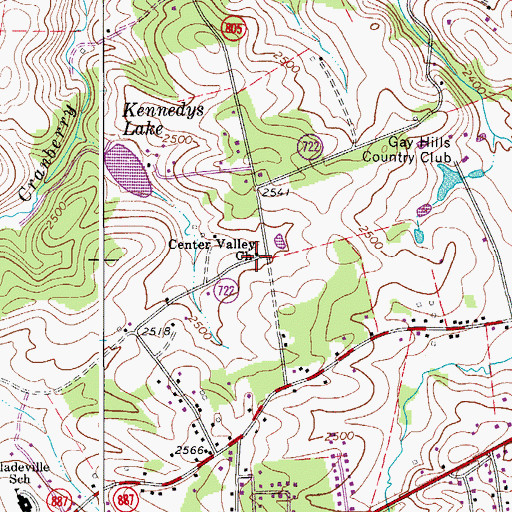 Topographic Map of Center Valley Church, VA