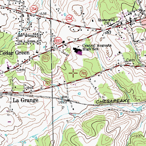 Topographic Map of Beverly Manor Elementary School, VA