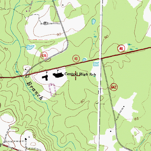 Topographic Map of Sussex Central High School, VA