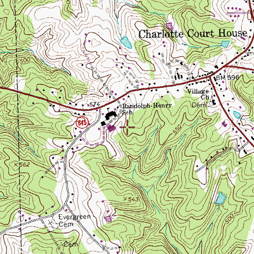 Topographic Map of Central Middle School, VA