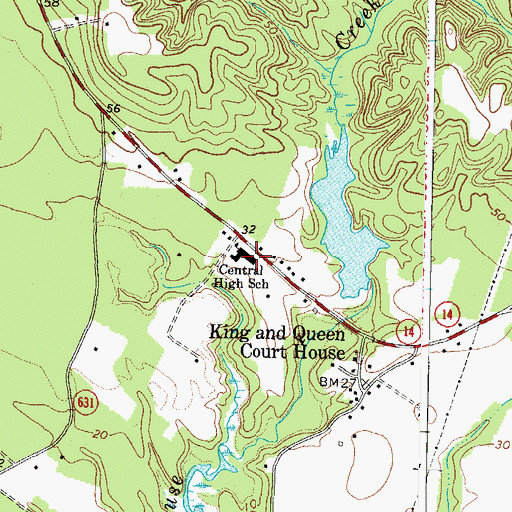 Topographic Map of Central High School, VA