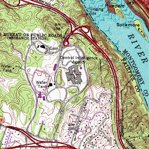 Topographic Map of George H.W. Bush Center for Central Intelligence, VA