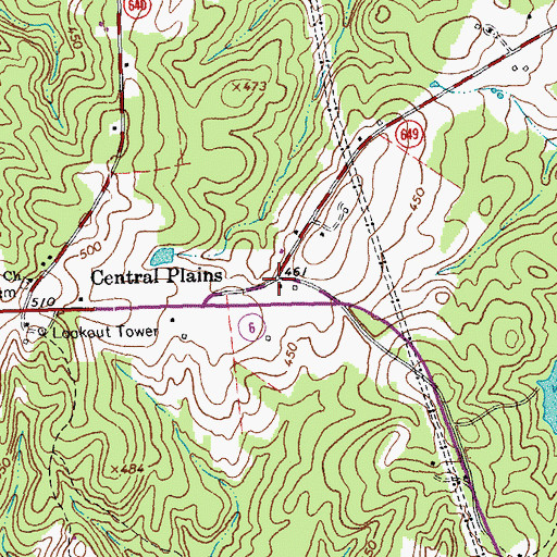 Topographic Map of Central Plains, VA