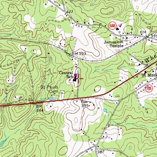 Topographic Map of Central School, VA