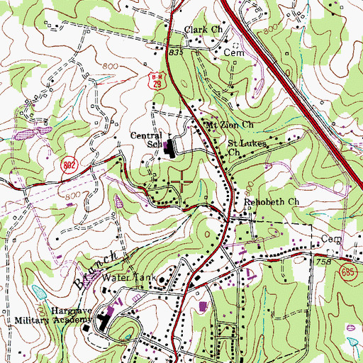 Topographic Map of Central Elementary School, VA
