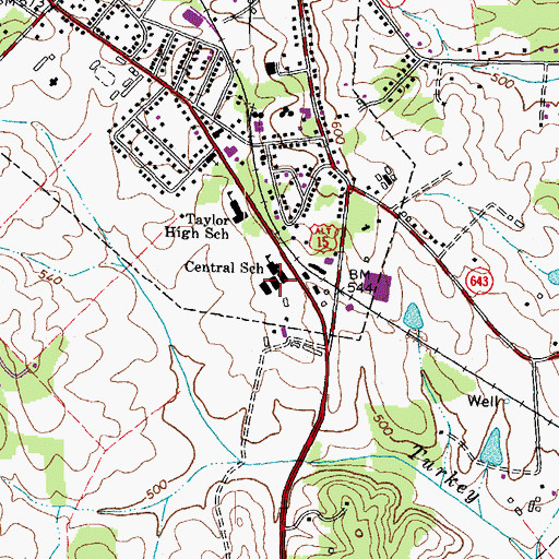 Topographic Map of Central Elementary School, VA