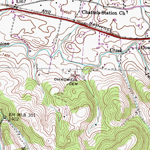 Topographic Map of Chadwell Cemetery, VA