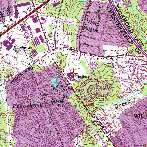 Topographic Map of Chalkley Elementary School, VA