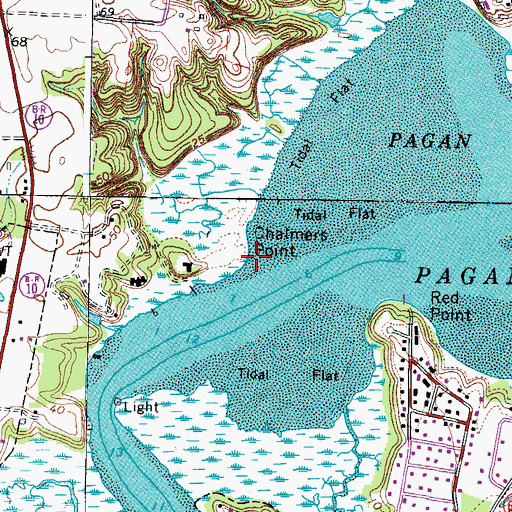 Topographic Map of Chalmers Point, VA