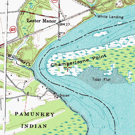 Topographic Map of Chamberlayne Point, VA