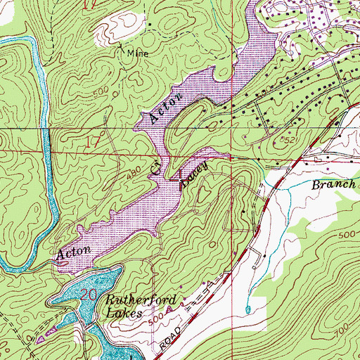 Topographic Map of Indian Valley Lake, AL