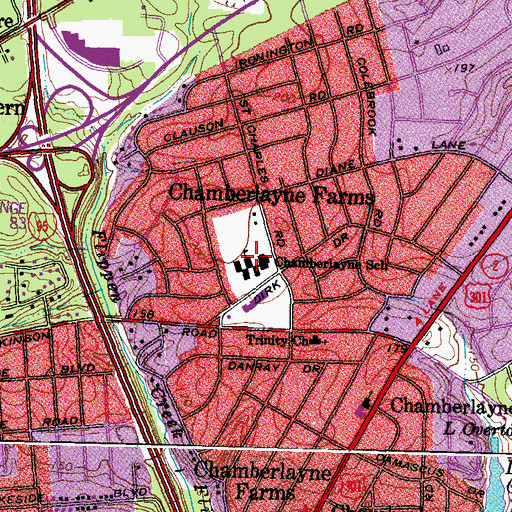 Topographic Map of Chamberlayne Elementary School, VA