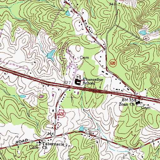 Topographic Map of Chancellor Elementary School, VA
