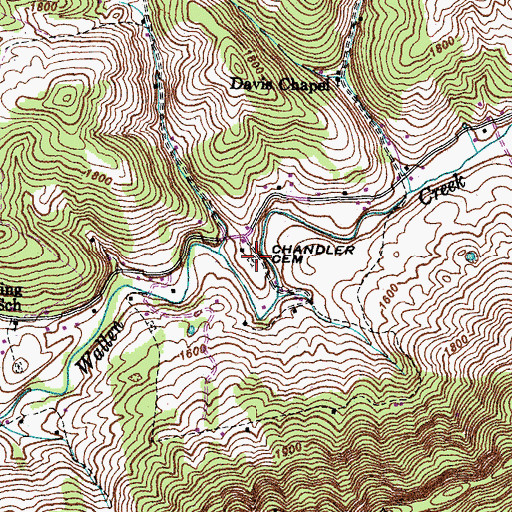 Topographic Map of Chandler Cemetery, VA