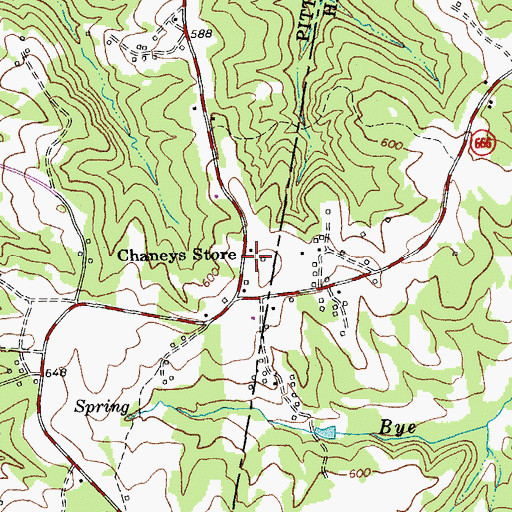 Topographic Map of Chaneys Store, VA