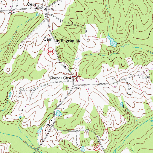 Topographic Map of Chapel Church, VA