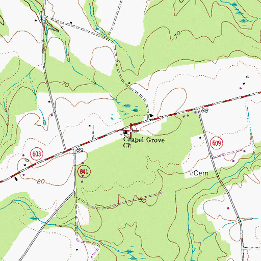 Topographic Map of Chapel Grove Church, VA