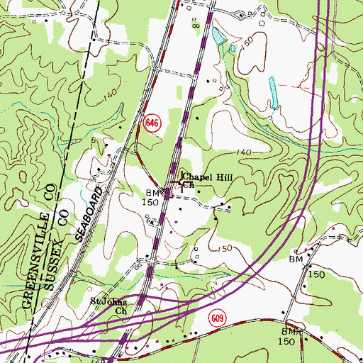 Topographic Map of Chapel Hill Church, VA