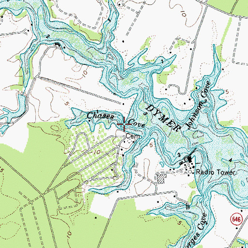 Topographic Map of Chases Cove, VA