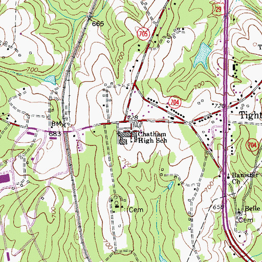 Topographic Map of Chatham High School, VA