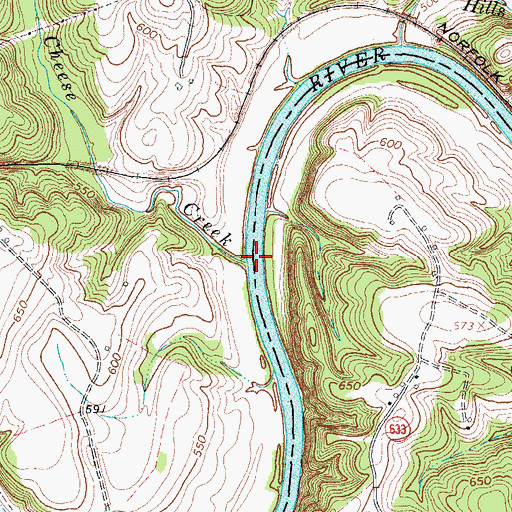 Topographic Map of Cheese Creek, VA