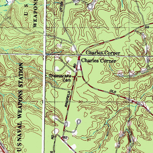 Topographic Map of Cheesecake Cemetery, VA