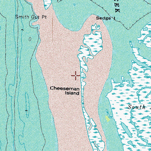 Topographic Map of Cheeseman Island, VA