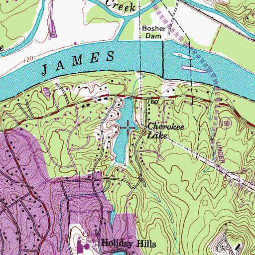 Topographic Map of Cherokee Lake, VA