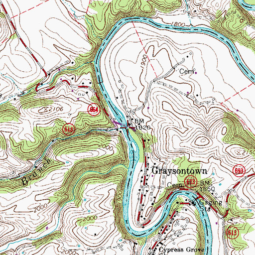 Topographic Map of Cherry Branch, VA