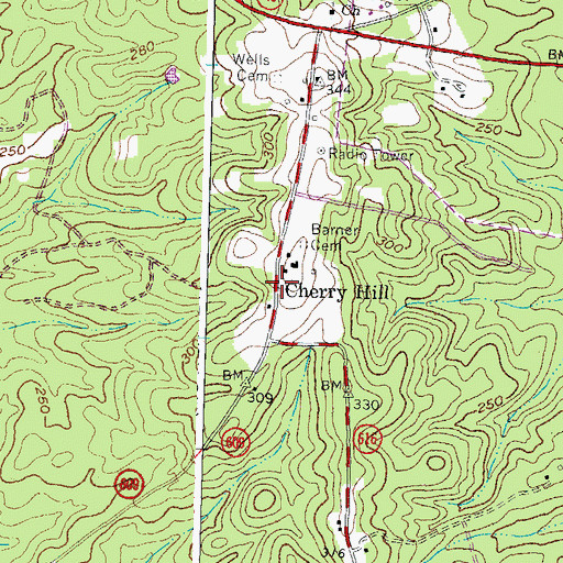 Topographic Map of Cherry Hill, VA