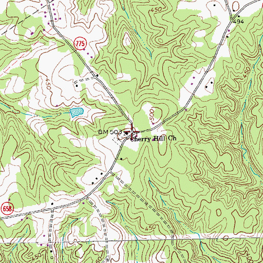Topographic Map of Cherry Hill Church, VA