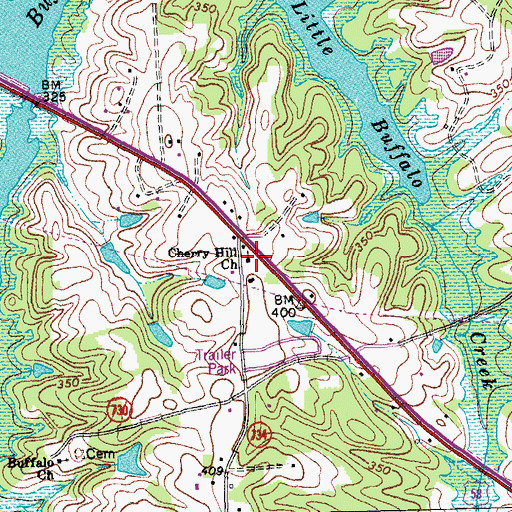 Topographic Map of Cherry Hill Church, VA