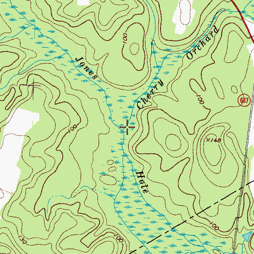 Topographic Map of Cherry Orchard Branch, VA