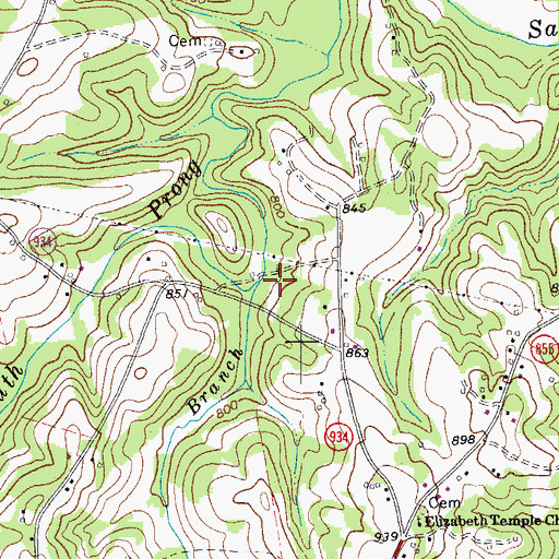 Topographic Map of Cherrytree Branch, VA