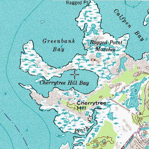 Topographic Map of Cherrytree Hill Bay, VA