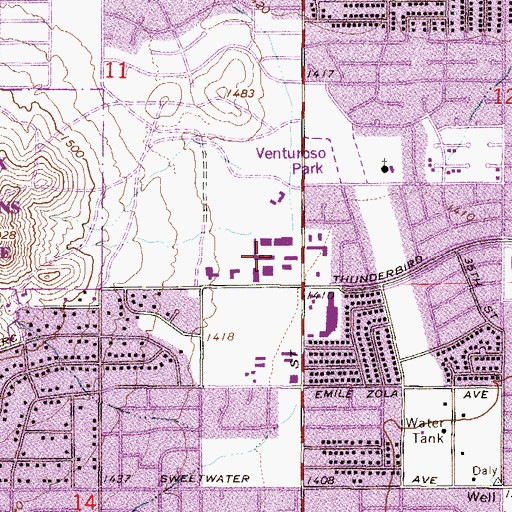 Topographic Map of Kino Plaza North Shopping Center, AZ