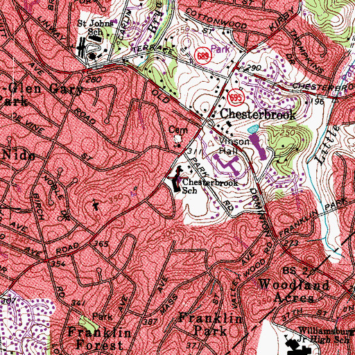 Topographic Map of Chesterbrook Elementary School, VA