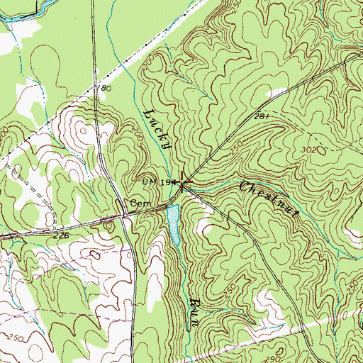 Topographic Map of Chestnut Branch, VA