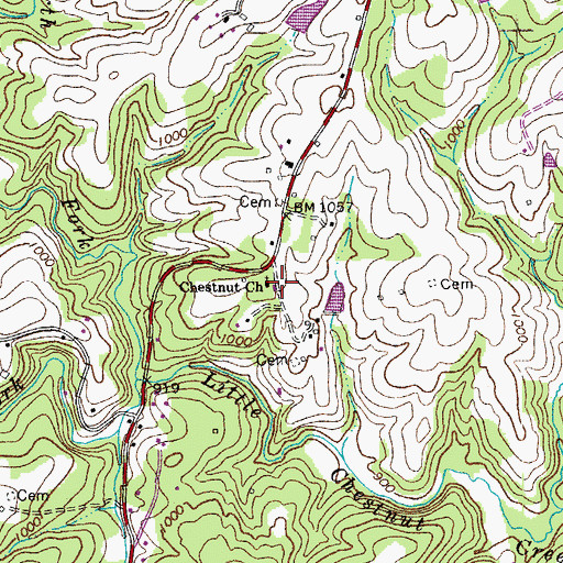 Topographic Map of Chestnut Church, VA