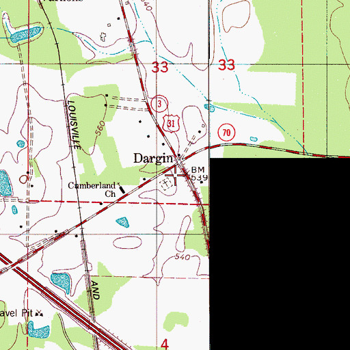 Topographic Map of Jones Bailey Cemetery, AL