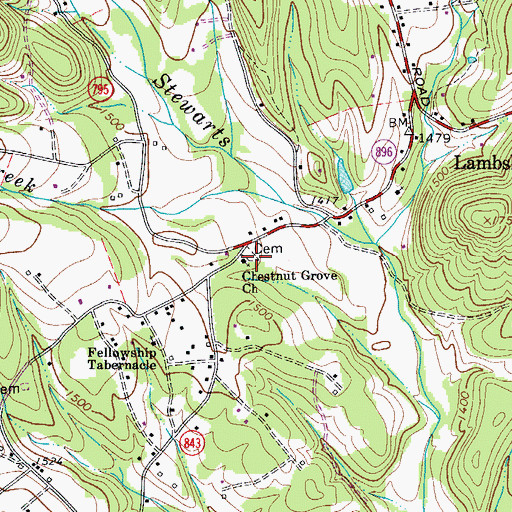 Topographic Map of Chestnut Grove Church, VA