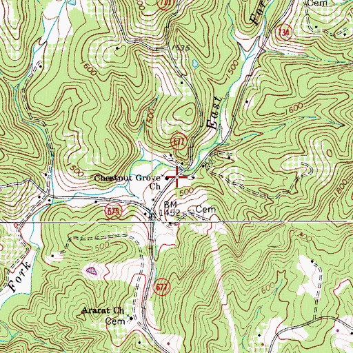 Topographic Map of Chestnut Grove Church, VA