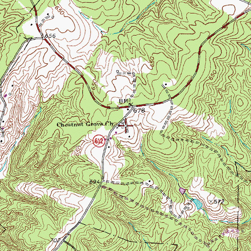 Topographic Map of Chestnut Grove Church, VA