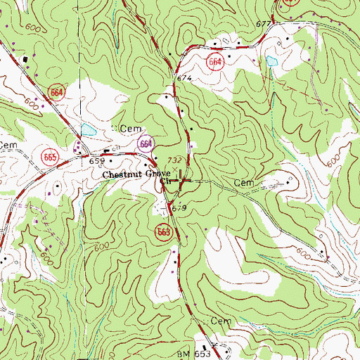 Topographic Map of Chestnut Grove Church, VA